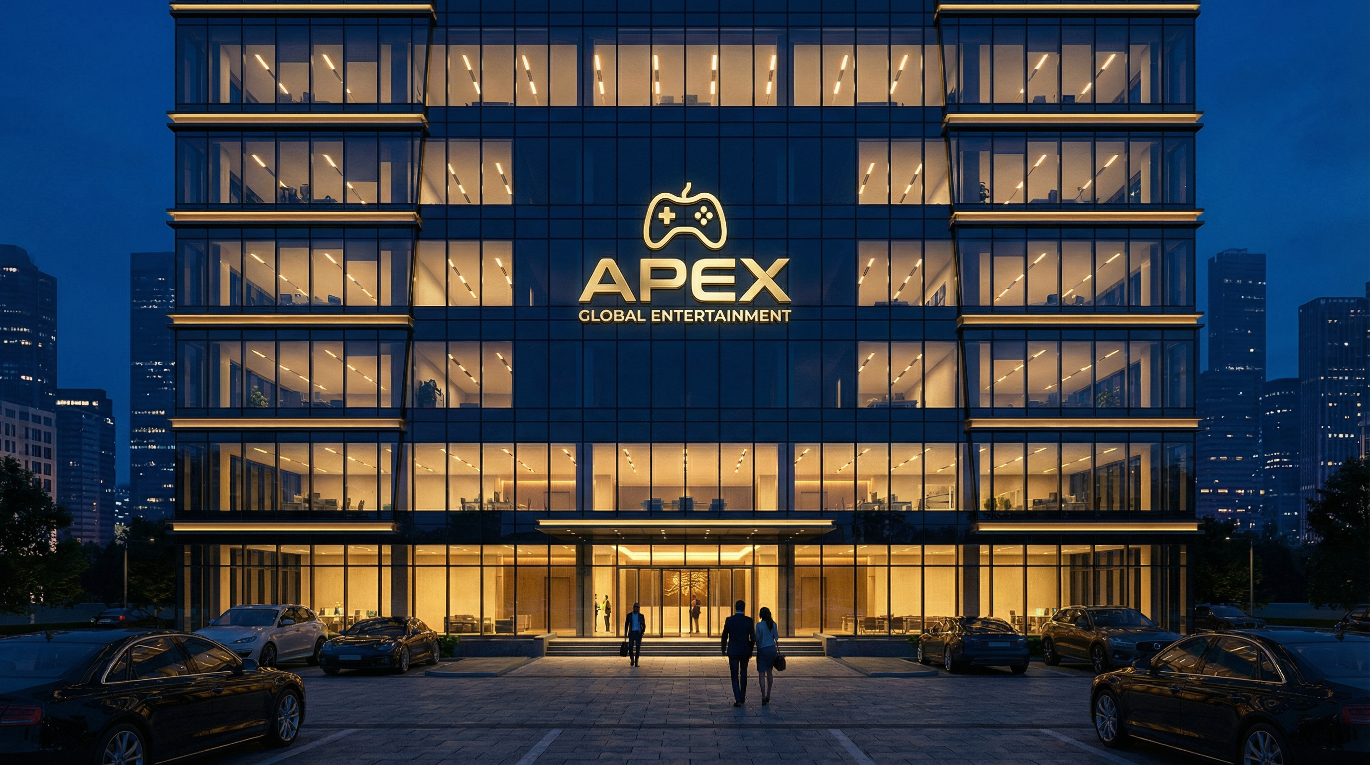 问鼎娱乐集团总部大楼夜景